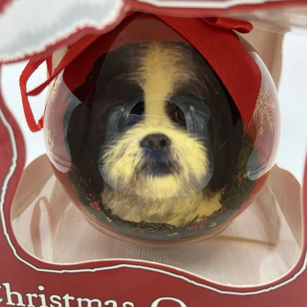 E&S Pets Shih Tzu Dog Christmas Ornament Shatterproof‎ Decoupage New Gift Decor